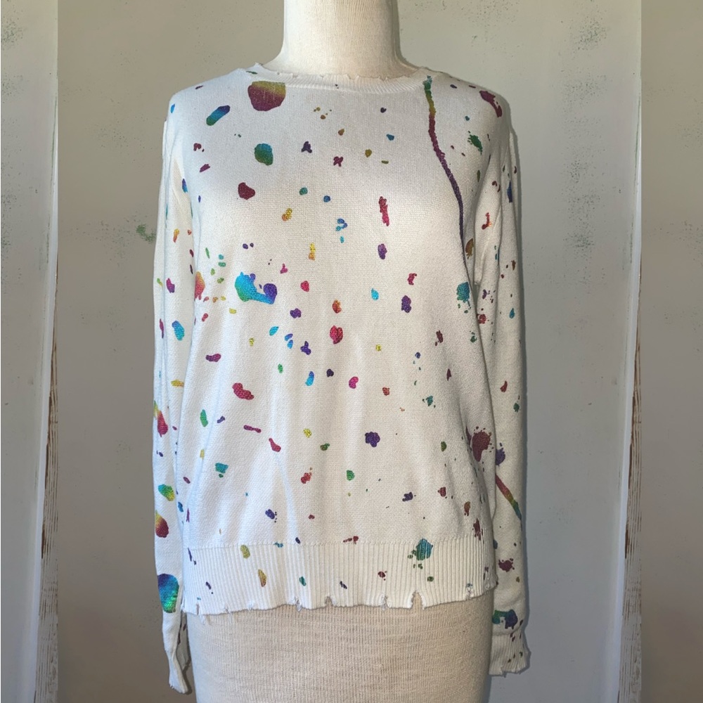 Metallic spotted crew-neck sweater